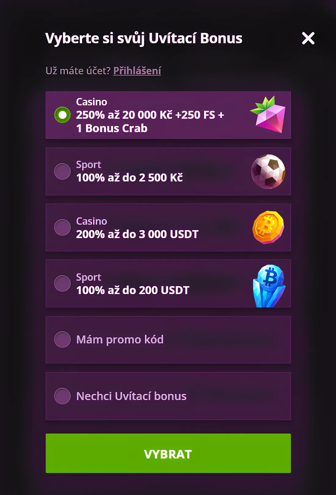 Malina Casino uvítací bonus 250 % až 20 000 Kč – aktuální nabídka 2026